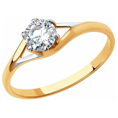 фото Diamant кольцо из золота с фианитом 51-110-00841-1, размер 16.5