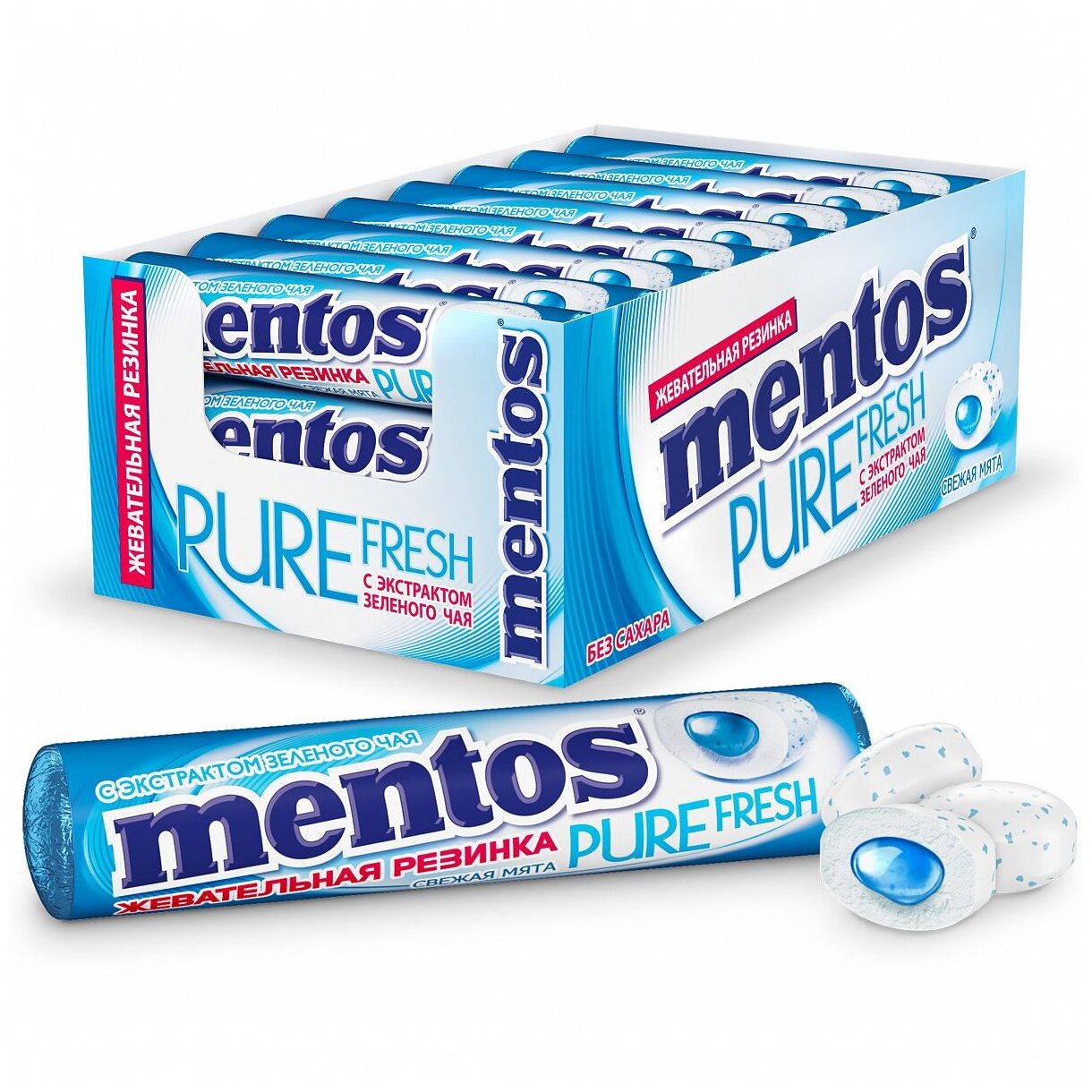 Жевательная резинка Mentos Pure Fresh вкус Свежая мята, 24 шт по 15,5 г - фотография № 2