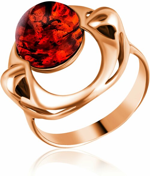 Кольцо Diamant online, золото, 585 проба, янтарь, размер 18, оранжевый