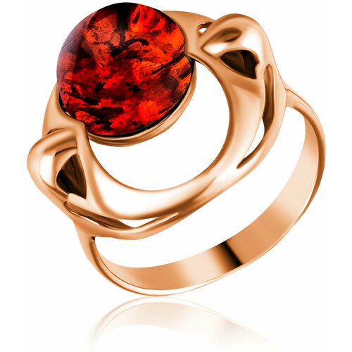 фото Кольцо diamant online, золото, 585 проба, янтарь, размер 18, оранжевый