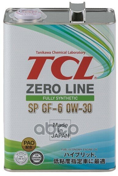 TCL Масло Моторное Tcl Zero Line Fully Synth, Fuel Economy, Sp, Gf-6, 0W30, 4Л