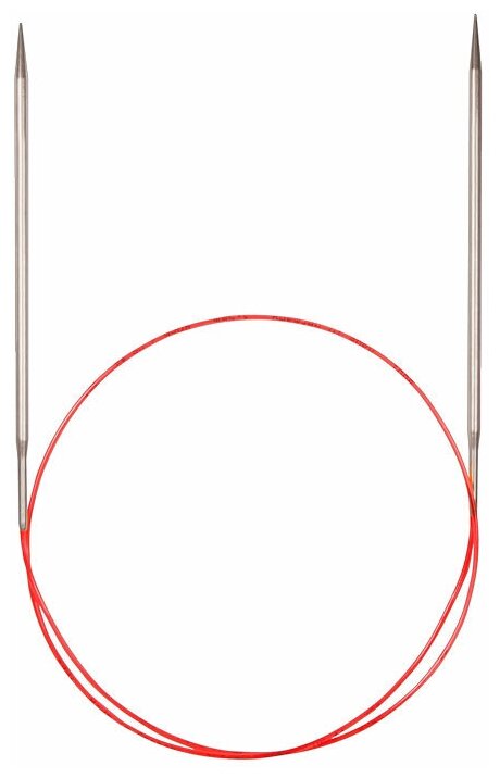 Спицы ADDI круговые с удлиненным кончиком 775-7, диаметр 5.5 мм, длина 9 см, общая длина 50 см, серебристый/красный
