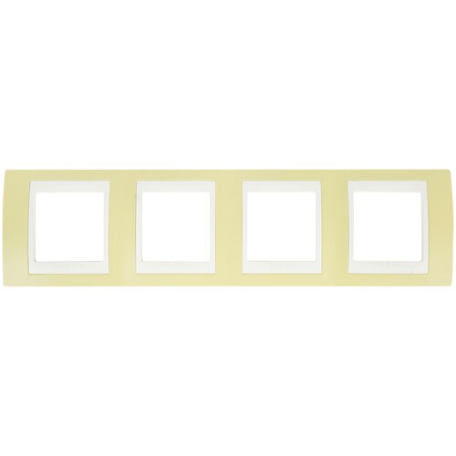 Рамка для розеток и выключателей Schneider Electric Unica 4 поста, цвет зелёное яблоко/белый