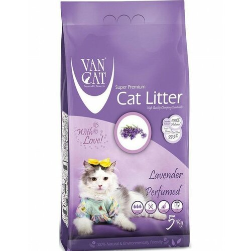 Наполнитель Van Cat комкующийся без пыли с ароматом Лаванды, пакет 20кг van cat комкующийся наполнитель без пыли с ароматом лаванды пакет lavender unri013 10 кг