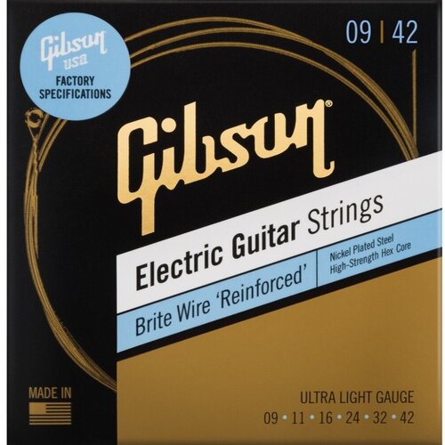 Струны для электрогитары Gibson SEG-BWR9 BRITE WIRE REINFORCED ELECTIC GUITAR STRINGS ULTRA LIGHT GAUG