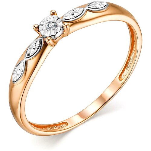 фото Алькор кольцо с 1 бриллиантом из красного золота 13741-100, размер 18.5