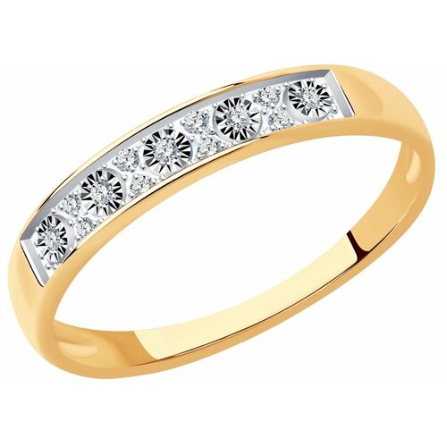 фото Кольцо diamant комбинированное золото, 585 проба, бриллиант, размер 17.5