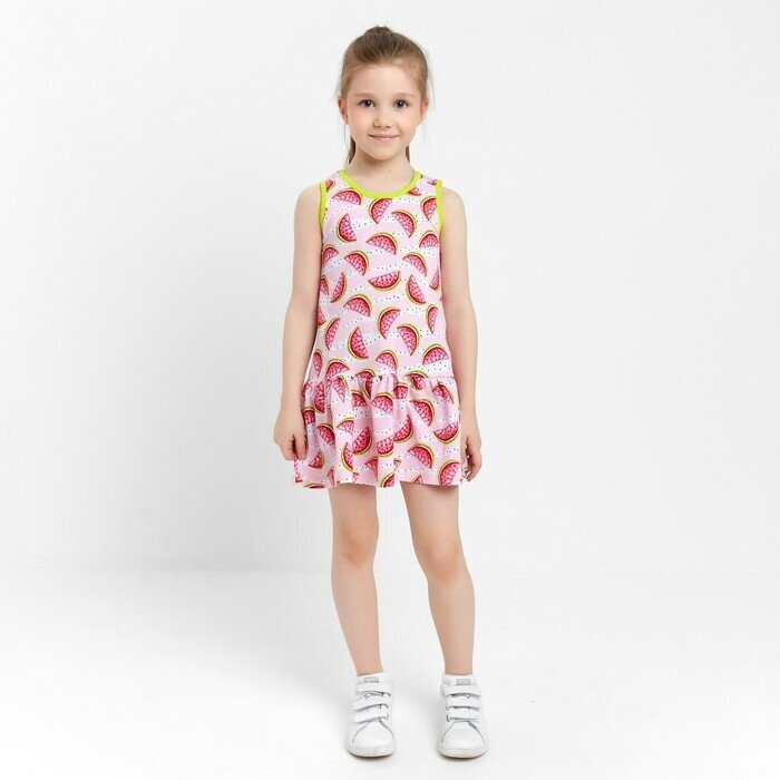 Платье для девочки, цвет розовый/арбузы, рост 122 см - фотография № 3