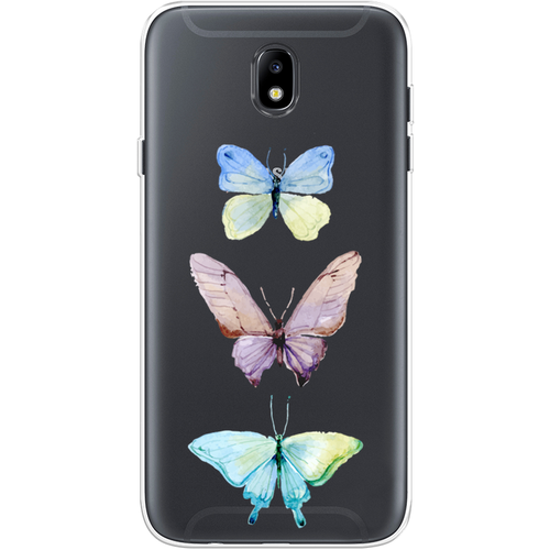 Силиконовый чехол на Samsung Galaxy J7 2017 / Самсунг Галакси Джей 7 2017 Акварельные бабочки, прозрачный