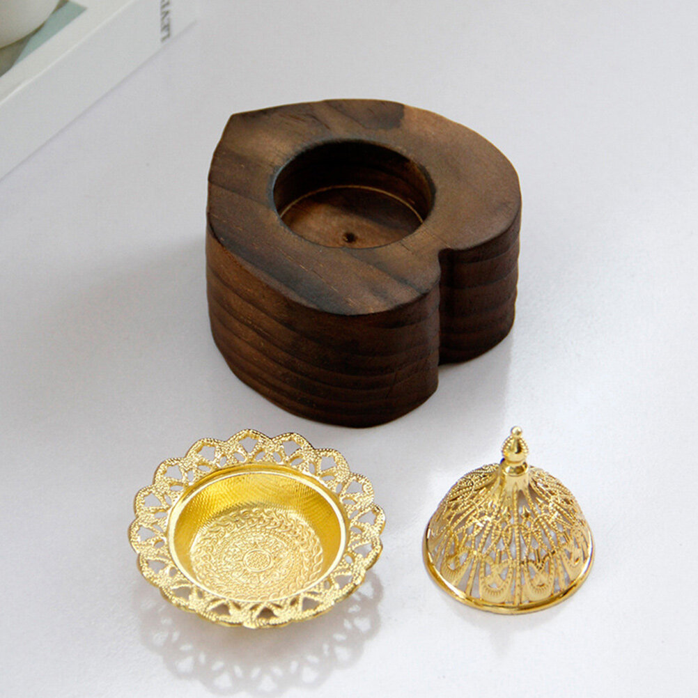 Душистый Подсвечник В Forme Сердца 9x8.7 Cm Из Дерева И Металла Для Ароматерапии И Украшений В Рамадан