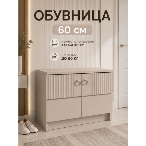 фото Обувница для обуви, кашемир, лдсп/мдф, распашные двери 60 см х 45 см х35 см перспектива