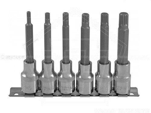 Набор головок 1/2" со вставками spline (6 предм. m5-m12 l=100 мм) ombra рельс (921706)