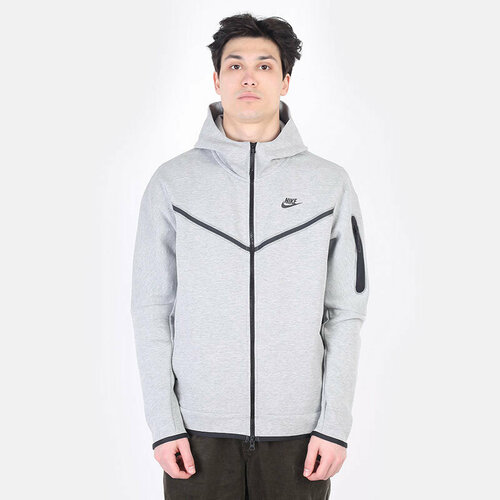 фото Толстовка nike tech fleece hoodie full-zip, силуэт прямой, размер 2xl, серый