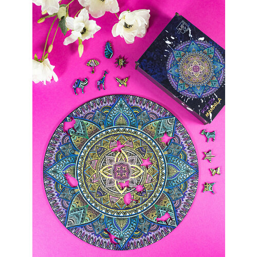 Деревянный пазл MANDALA Magnetic Puzzle 30х30 см, 225 деталей подарочная коробка до 30см