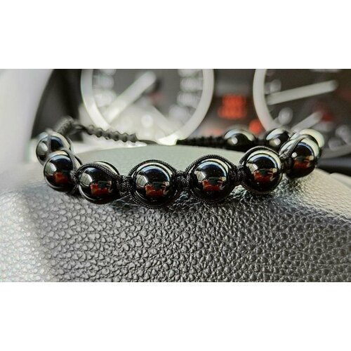 фото Плетеный браслет, агат, 1 шт., размер 27 см, размер one size, черный браслеты из натуральных камней