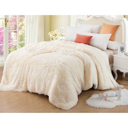 Теплый уютный плед травка белый шампань 200-220