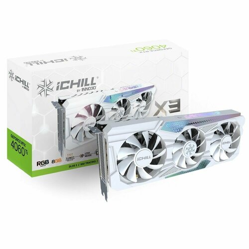 Видеокарта ICHILL RTX4060Ti 8GB ICHILL X3 WHITE GDDR6 128-bit DPx3 HDMI 3FAN RTL 5797200₽
