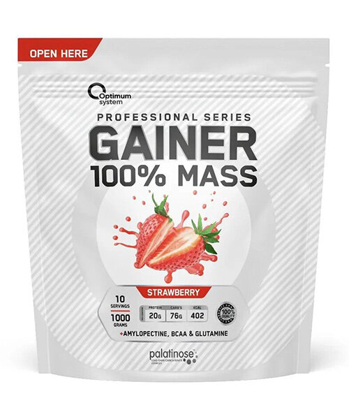 100% Mass Gainer Optimum System 1000 г (Клубника)