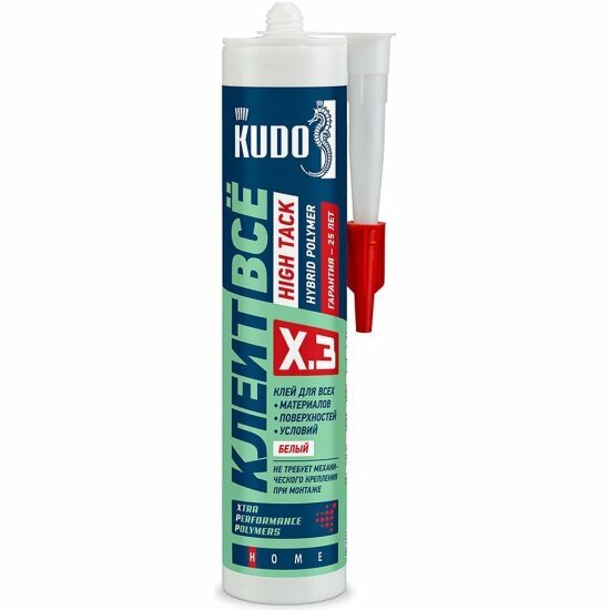 Клей-герметик Kudo High Tack KX-3W «Клеит все», гибридный, 280 мл, белый