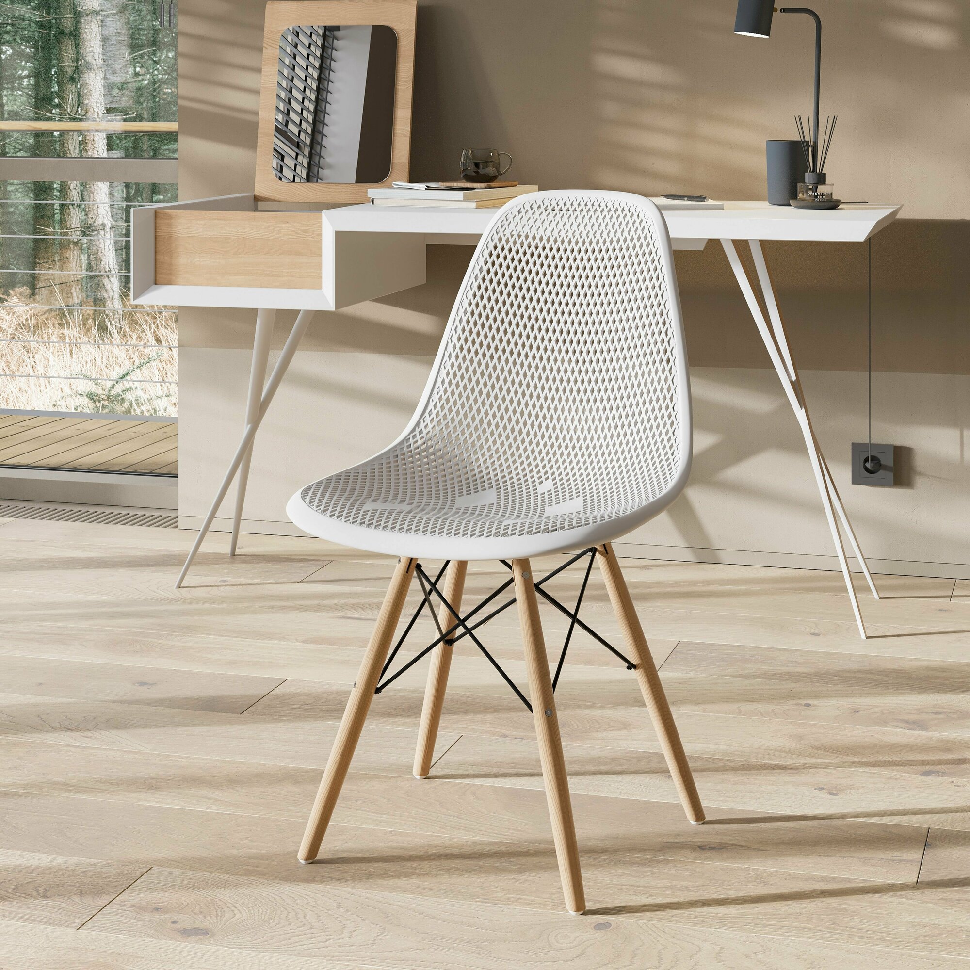 Стул для кухни гостиной столовой со спинкой EAMES DSW мебель для дачи и офиса 1 шт