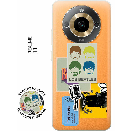 Силиконовый чехол на Realme 11, Рилми 11 с 3D принтом Beatles Stickers прозрачный силиконовый чехол на realme 11 рилми 11 с 3d принтом fatigue прозрачный