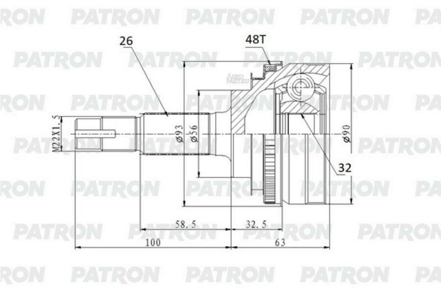 Шрус наружный 32x56x26 toyota camry mcv20 sxv20 96 01 patron арт. pcv2159 - Patron арт. PCV2159 — фото 4
