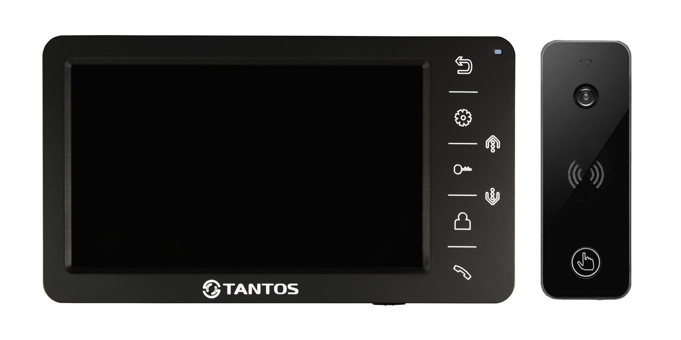 Tantos Amelie (черный) и iPanel 2+(черная) (комплект домофона с экраном 7" и вызывной панелью с широким углом обзора)