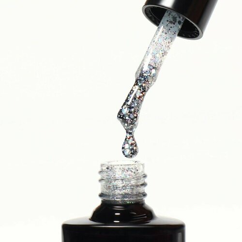 Гель лак для ногтей, GLITTER FLASH, 3-х фазный, 8мл, LED/UV, цвет прозрачный/голографический (03)