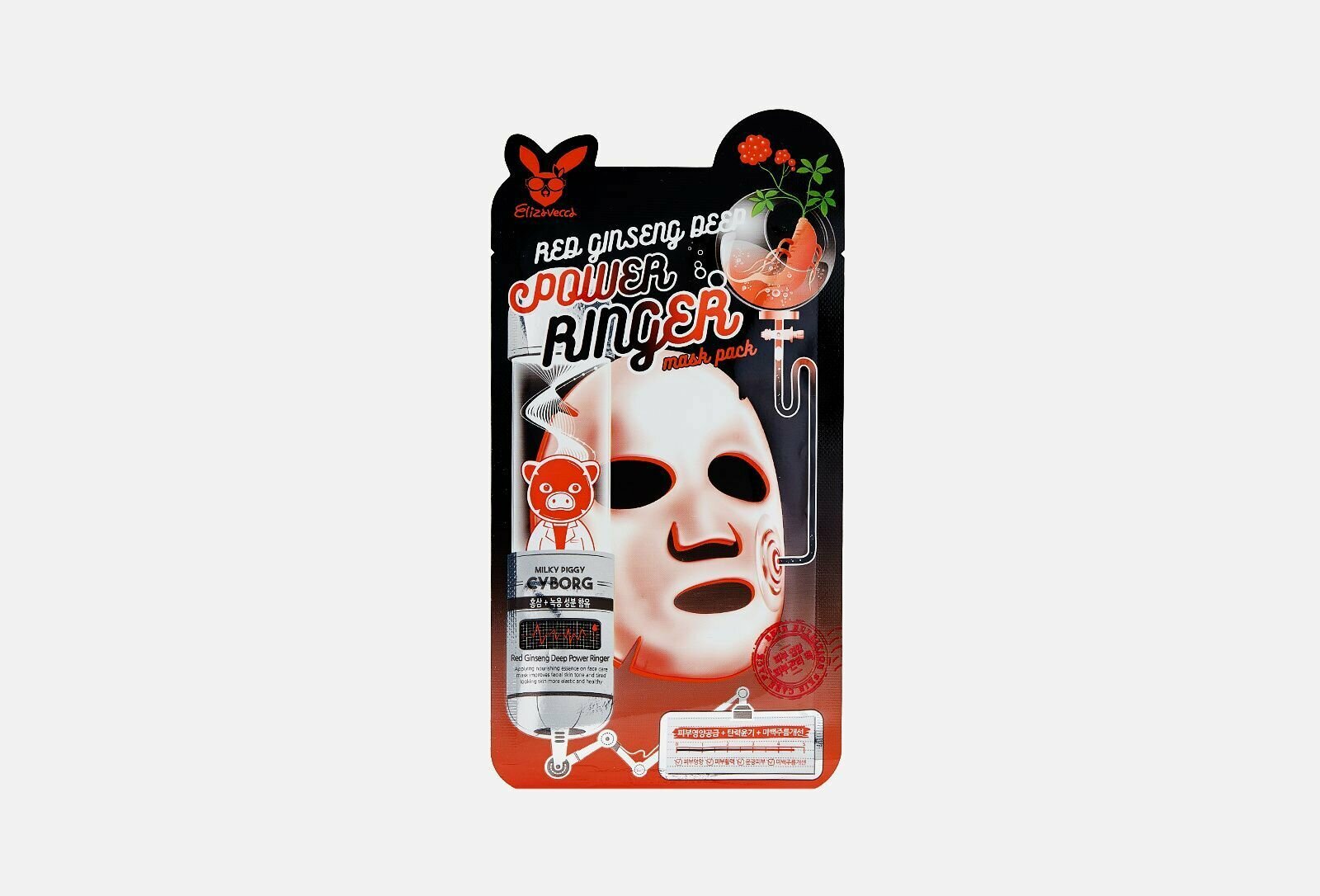 Тканевая маска для лица ELIZAVECCA Red Ginseng Deep Power Ringer Mask Pack