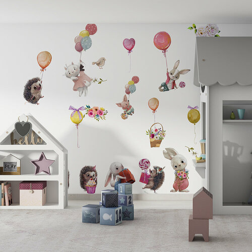 Наклейки интерьерные на стену Cuties on balloons