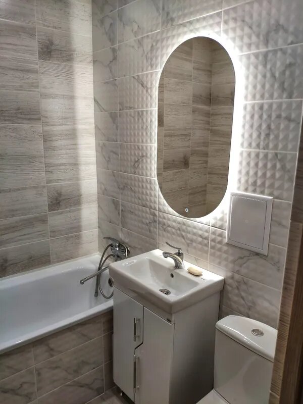 Зеркало для ванной Mirror planet настенное с нейтральной подсветкой 4500К и сенсорным управлением овальное 50 на 90 см