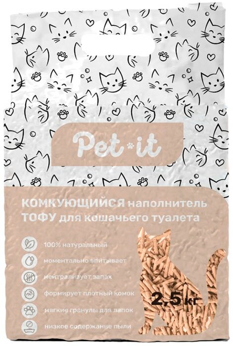 Наполнитель для кошек Pet-it Тофу комкующийся персик 6л