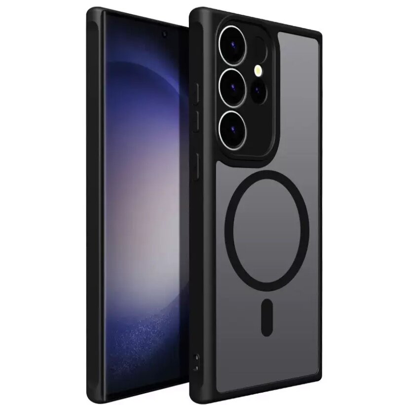 Чехол Creative Case для Samsung S22 Ultra (Самсунг С22 ультра) магнитный совместимый с MagSafe (магсейф) противоударный черный