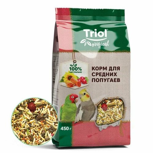 Корм для средних попугаев TRiOL original 450г, 2 упаковки жорка для средних и крупных попугаев 450г коробка