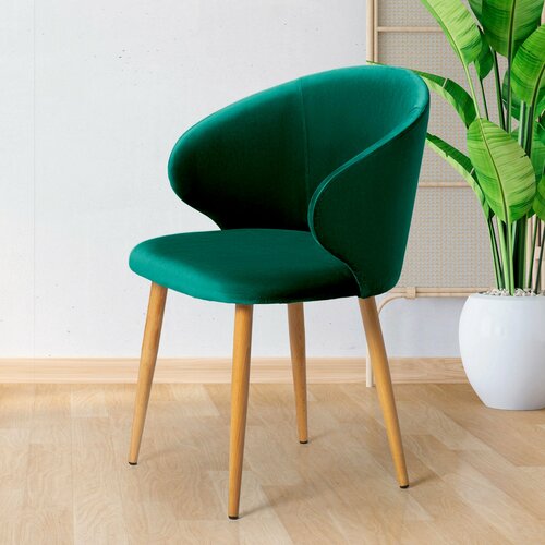 Стул Йорк зеленый велюр кухонный мягкий со спинкой для дома, для кухни, для гостиной, для спальни, DOBROV, Россия