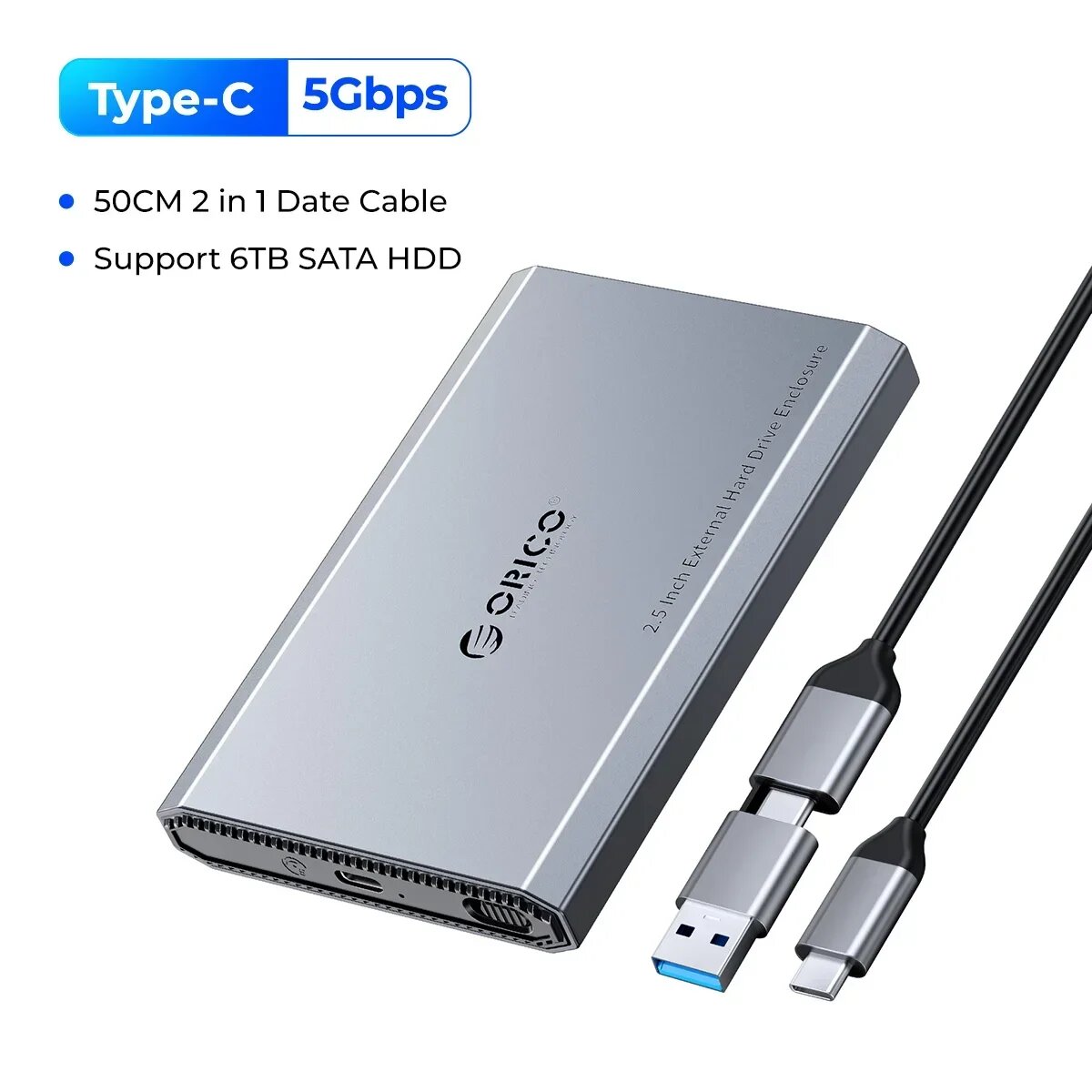 Корпус для жесткого диска ORICO 2,5 дюйма, Type-C
