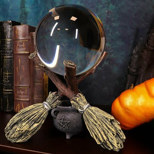 Статуэтка подставка для хрустального шара ведьмин котёл и три метлы 3080₽