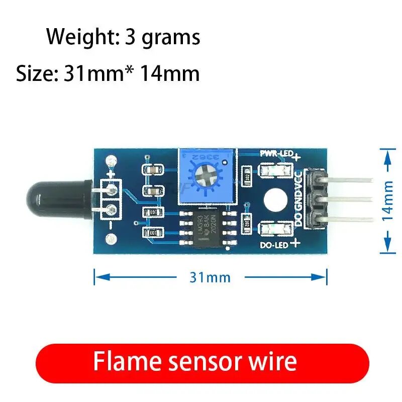 Инфракрасный 3-проводной датчик обнаружения пламени Smartsense Для Arduino, модуль датчика пламени с ИК датчиком, 3,3-5 в постоянного тока, Flame sensor wire
