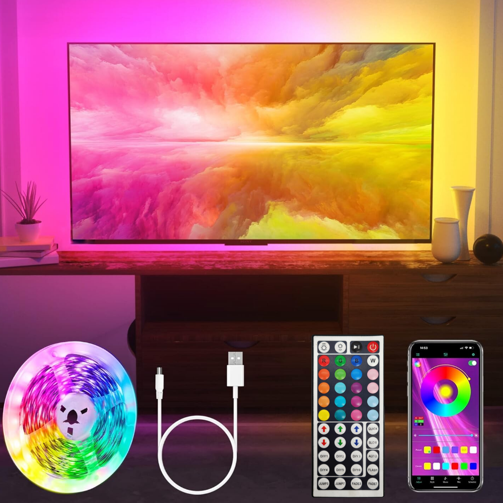 Набор лент светодиодных 15 +15 метров rgb led цветная с пультом — фото 1