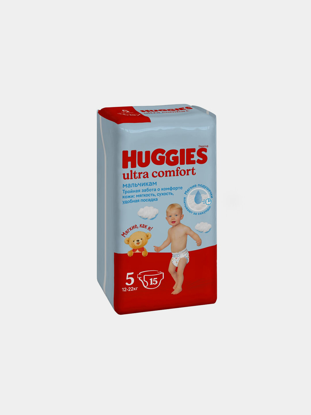 Подгузники Huggies Ultra Comfort № 5, для мальчиков, мягкие, дышащие, 11-22 кг, 15 шт
