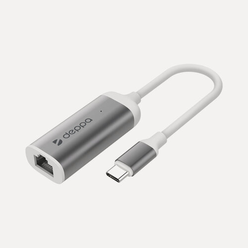 Изображение товара Переходник USB Type-C - Gigabit Ethernet, графит, Deppa / Без заводской упаковки 73119-OZ