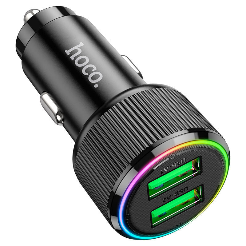 Автомобильное зарядное устройство NZ14 Guerrero, 2 разъема, черное, 36 W — фото 1