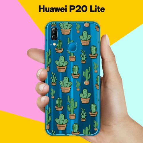 Силиконовый чехол Кактусы на Huawei P20 Lite матовый soft touch силиконовый чехол на huawei p20 lite хуавей п20 лайт с 3d принтом corgimania черный