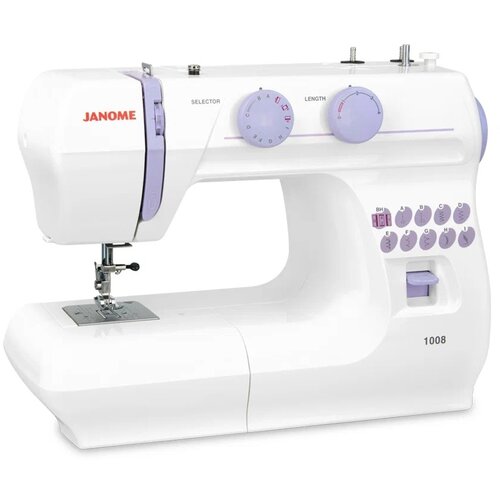 Швейная машина Janome 1008, белый/фиолетовый швейная машина aurora style 3 70 вт 10 операций полуавтомат бело розовая