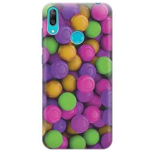 фото Ультратонкий силиконовый чехол-накладка для huawei y7 (2019) с принтом "разноцветные драже" gosso