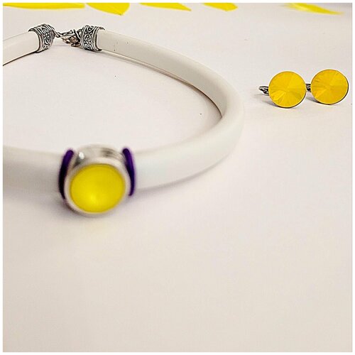 Комплект чокер и серьги Crystal с желтыми Rivoli Swarovski