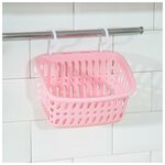 Корзина подвесная для хранения мелочей на кухне, в ванной комнате, органайзер пластиковый с крючками, 21×16×13 см, цвет микс - изображение