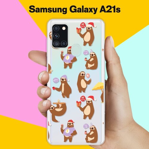 Силиконовый чехол Узор из ленивцев на Samsung Galaxy A21s