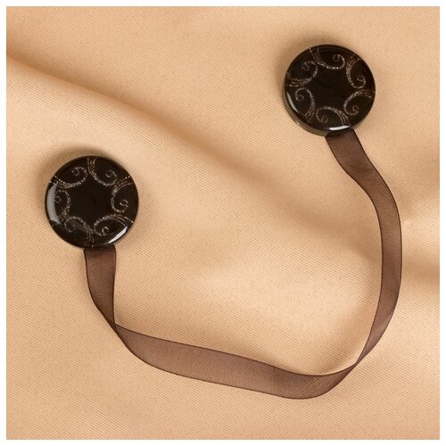 фото Подхват для штор арт узор "круг с узорами", d 3,7 см, коричневый