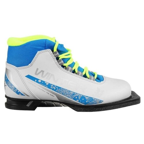 Ботинки лыжные женские TREK Winter 3 NN75, цвет белый, лого синий, размер 31